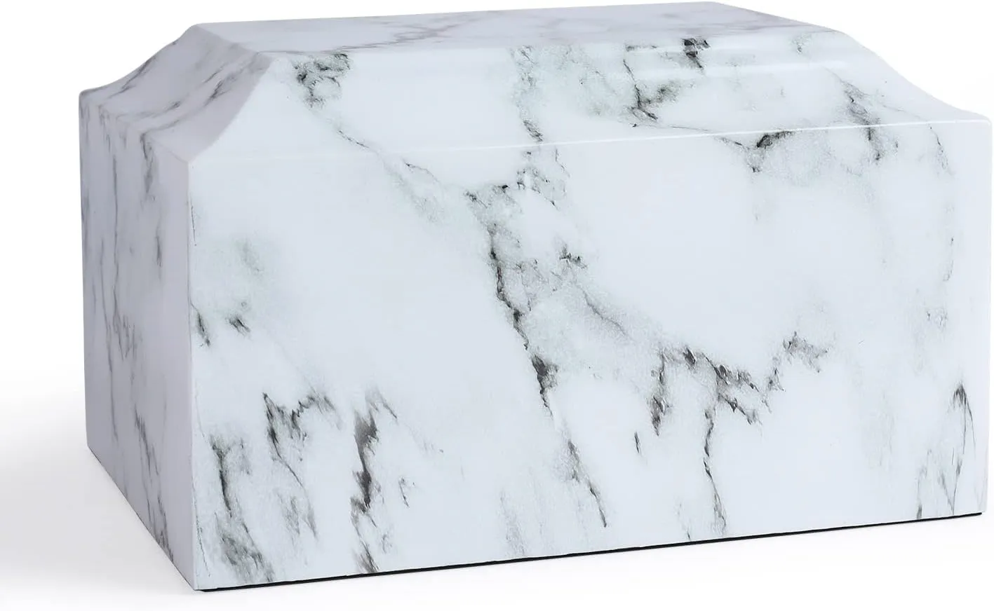 White Classic Cultured Marble Cremation Urn for Adult Ashes, Urn for Human Ashes, Adult Sized Memorial Urn for Ground Burial or Home Memorial