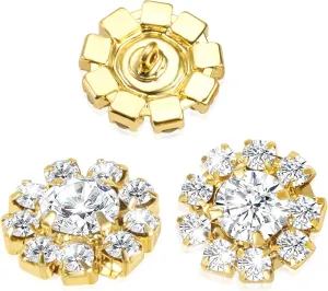 Wholesale 24PCS 16MM Gold Plated Metal Clear Rhinestone Glass Buttons Supplies Bulk for Craft (Shank)