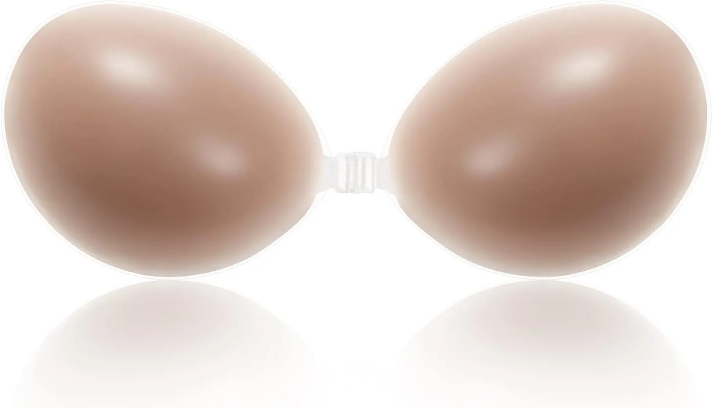 Wingslove Adhesive Bra Reusable Strapless Self Silicone Push-up Invisible Sticky Bras for Backless Dress