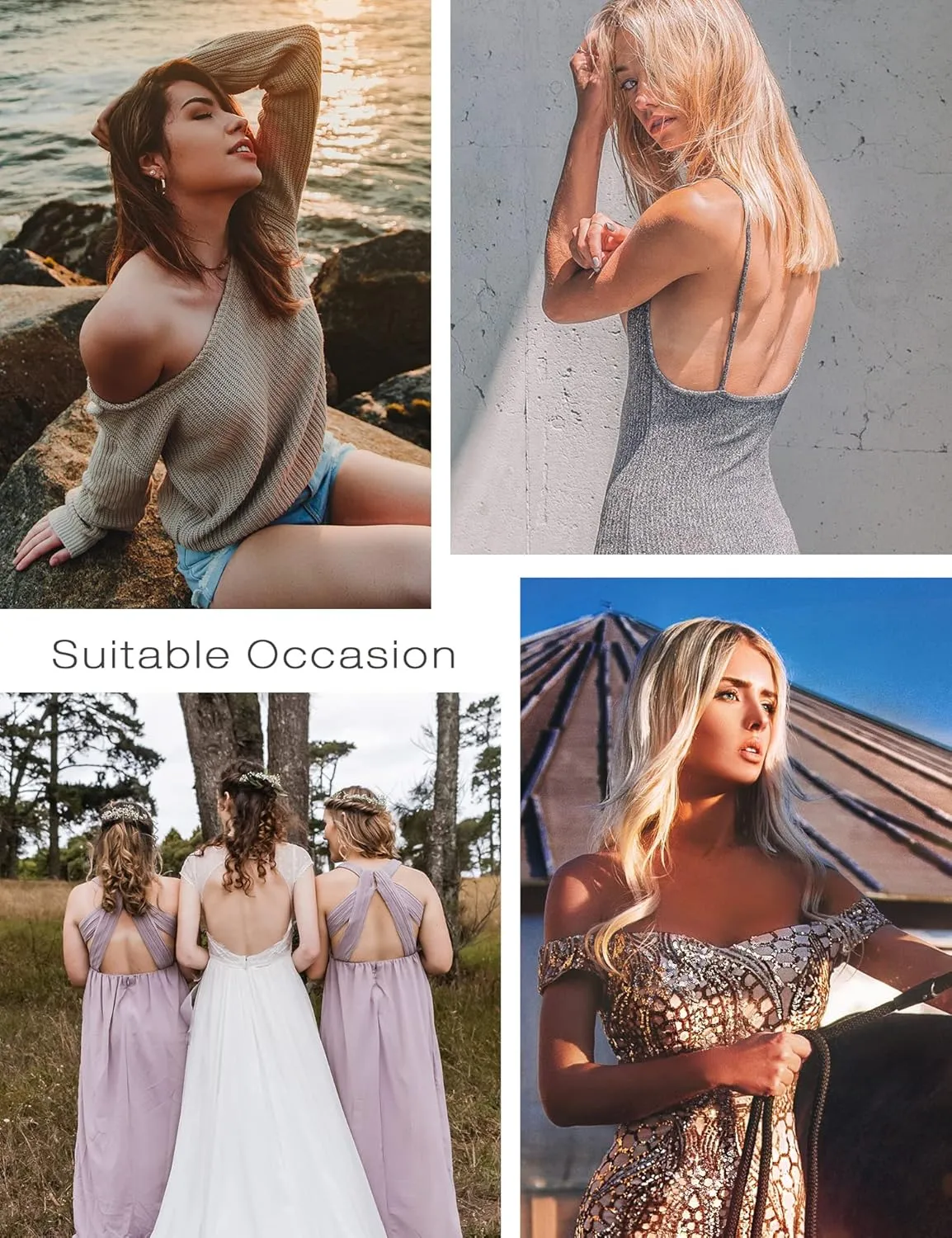 Wingslove Adhesive Bra Reusable Strapless Self Silicone Push-up Invisible Sticky Bras for Backless Dress