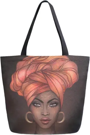 Woman Tote Bag African American Women Shoulder Handbag for Work Travel Business Beach Shopping