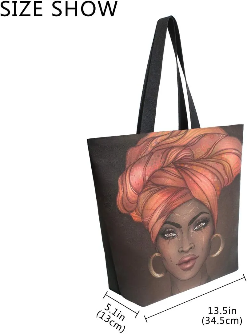 Woman Tote Bag African American Women Shoulder Handbag for Work Travel Business Beach Shopping