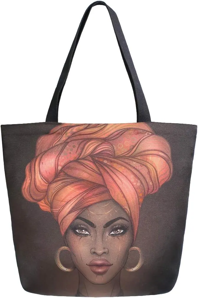 Woman Tote Bag African American Women Shoulder Handbag for Work Travel Business Beach Shopping