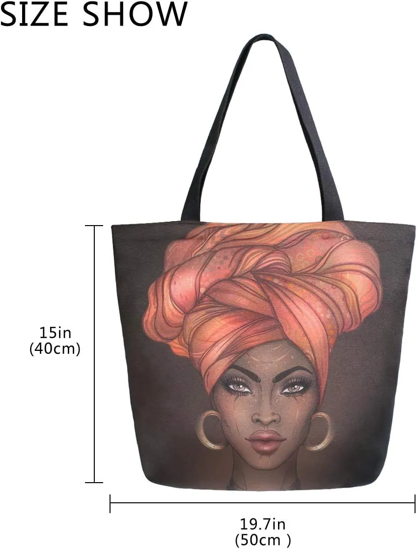 Woman Tote Bag African American Women Shoulder Handbag for Work Travel Business Beach Shopping