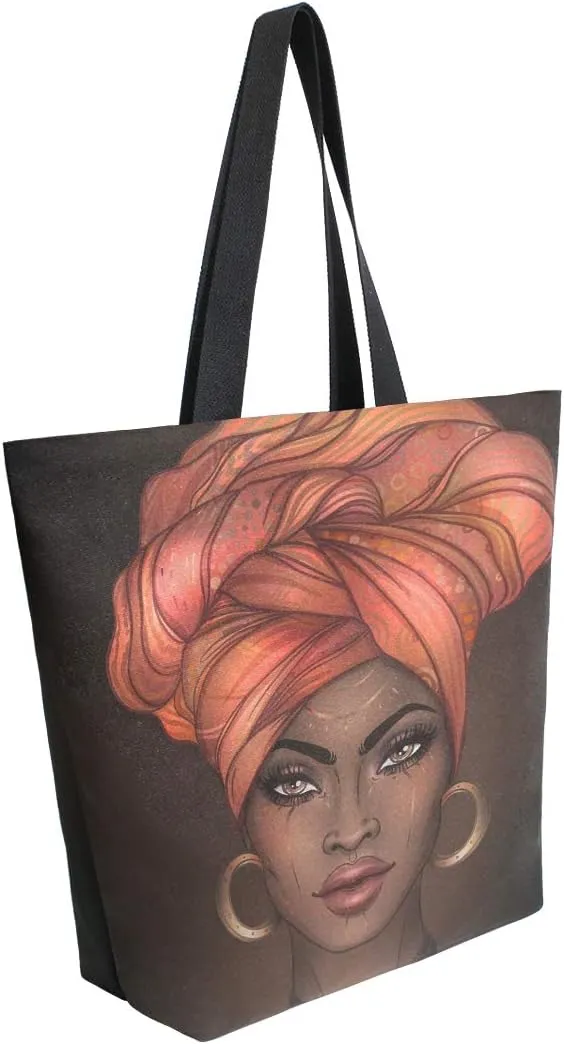 Woman Tote Bag African American Women Shoulder Handbag for Work Travel Business Beach Shopping