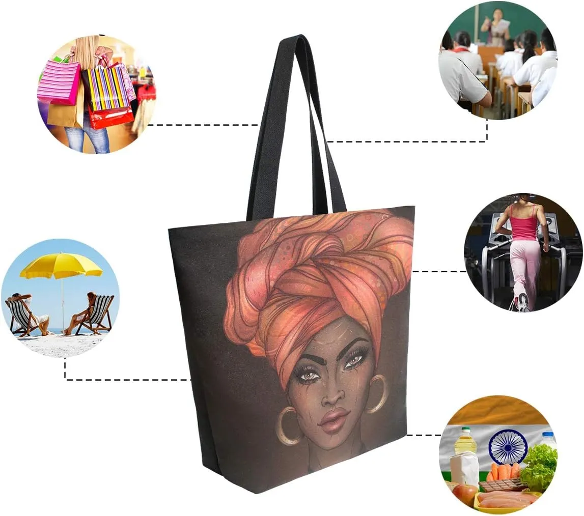 Woman Tote Bag African American Women Shoulder Handbag for Work Travel Business Beach Shopping