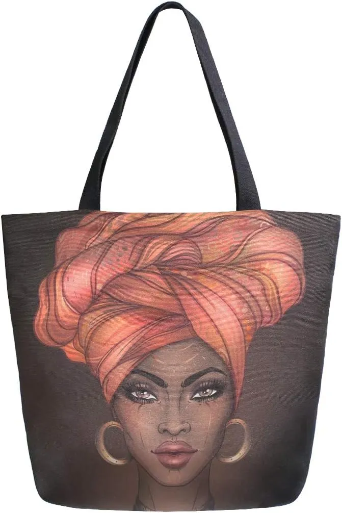 Woman Tote Bag African American Women Shoulder Handbag for Work Travel Business Beach Shopping