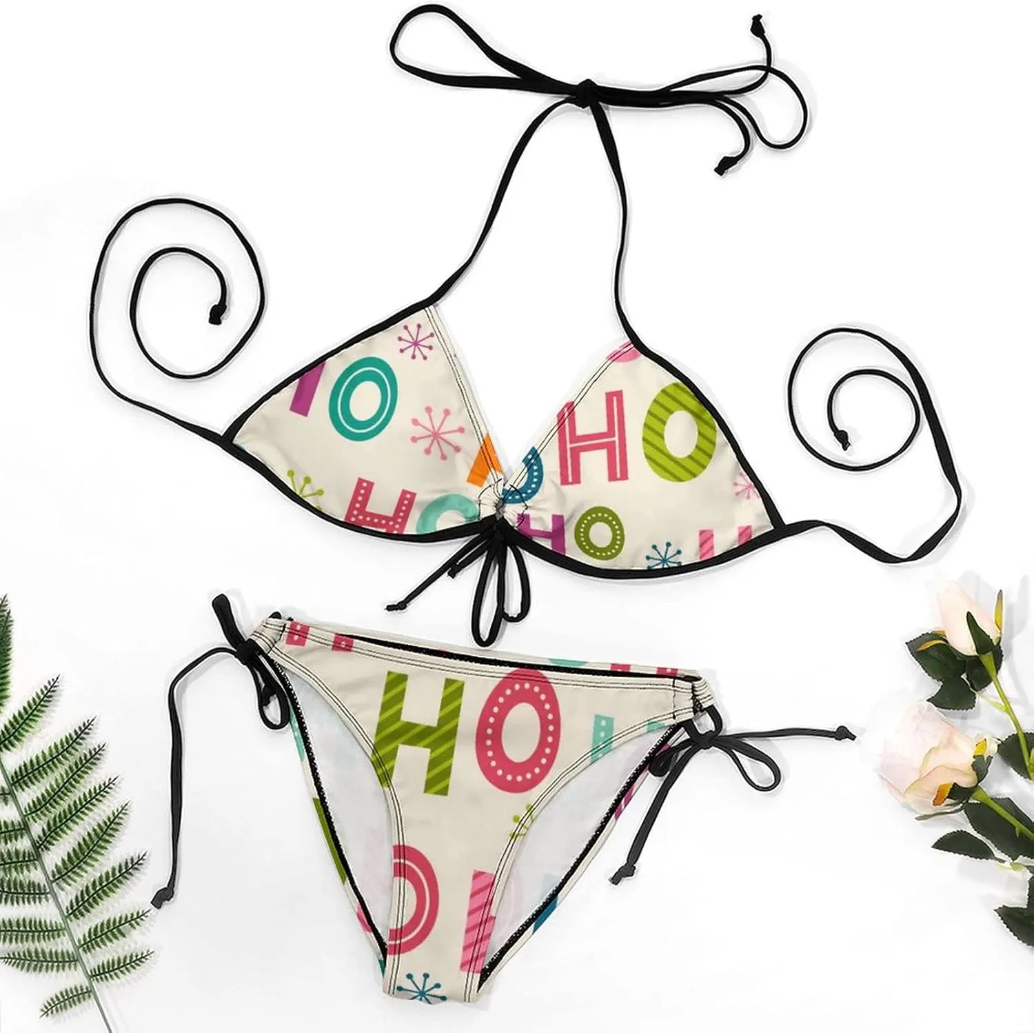 Women 2 PC Bikini Set Sexy Sling Halter String Swimsuit Beach Vacation S - XXL