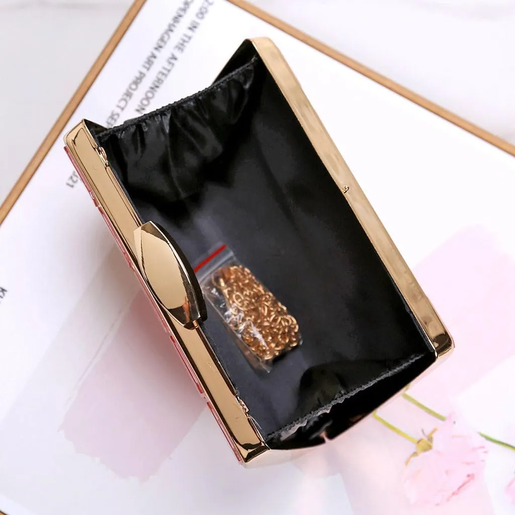 Women Acrylic Clutch Handbag Luxury Shoulder bags Evening Purse with Detachable Chain for Wedding Prom Party