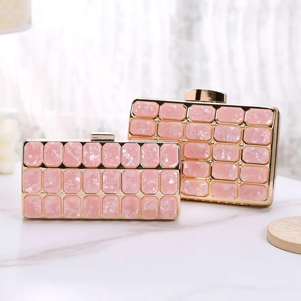 Women Acrylic Clutch Handbag Luxury Shoulder bags Evening Purse with Detachable Chain for Wedding Prom Party