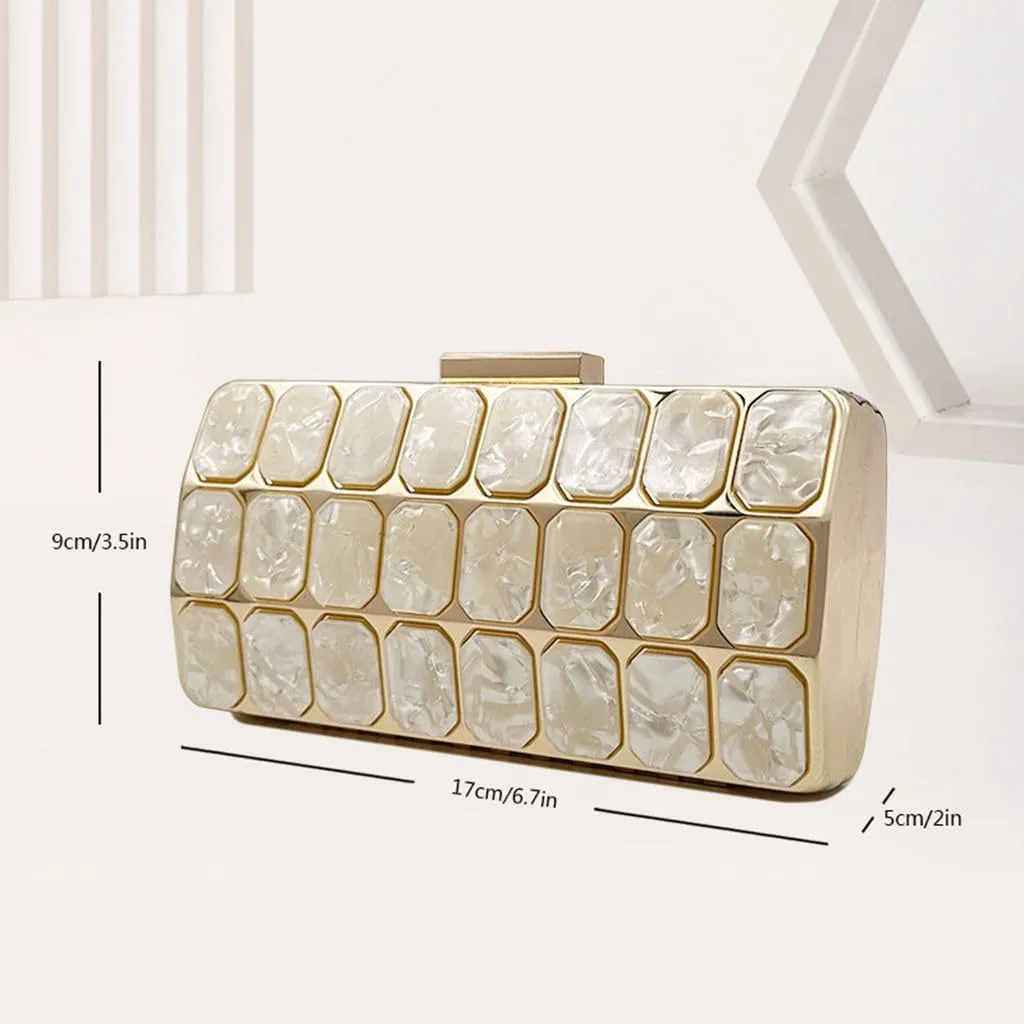 Women Acrylic Clutch Handbag Luxury Shoulder bags Evening Purse with Detachable Chain for Wedding Prom Party