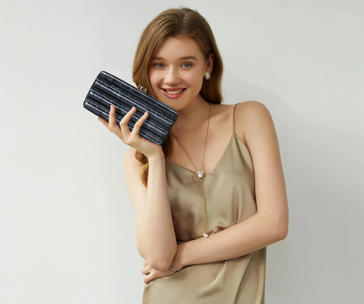 Women Acrylic Clutch Purse Marbled Evening Shoulder Bag for Wedding Cocktail Party Prom