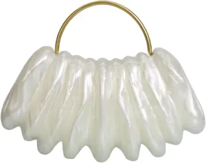 Women Acrylic Shell Shaped Clutch Luxury Marble Acrylic Evening Handbag Unique Chain Shoulder Bag Wedding Party Purses