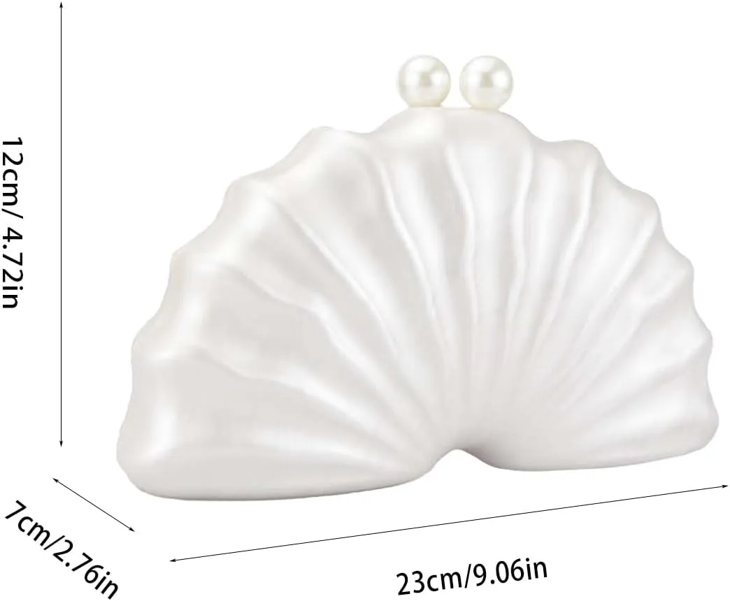 Women Acrylic Shell Shaped Clutch Luxury Marble Acrylic Evening Handbag Unique Chain Shoulder Bag Wedding Party Purses