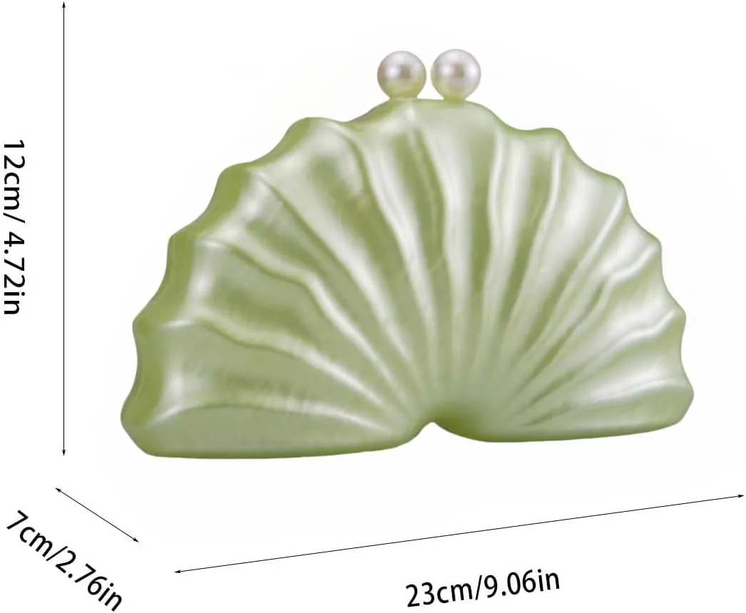 Women Acrylic Shell Shaped Clutch Luxury Marble Acrylic Evening Handbag Unique Chain Shoulder Bag Wedding Party Purses