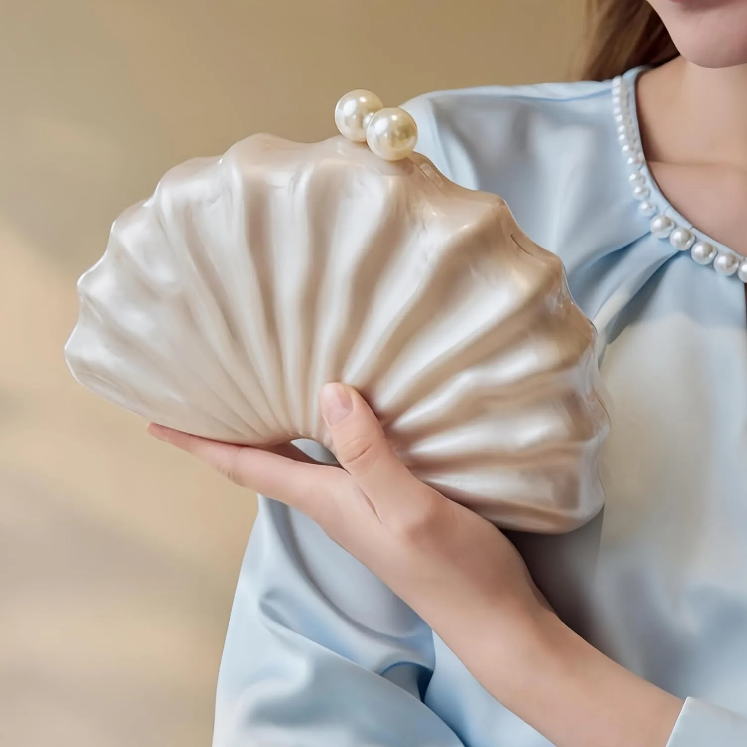 Women Acrylic Shell Shaped Clutch Luxury Marble Acrylic Evening Handbag Unique Chain Shoulder Bag Wedding Party Purses