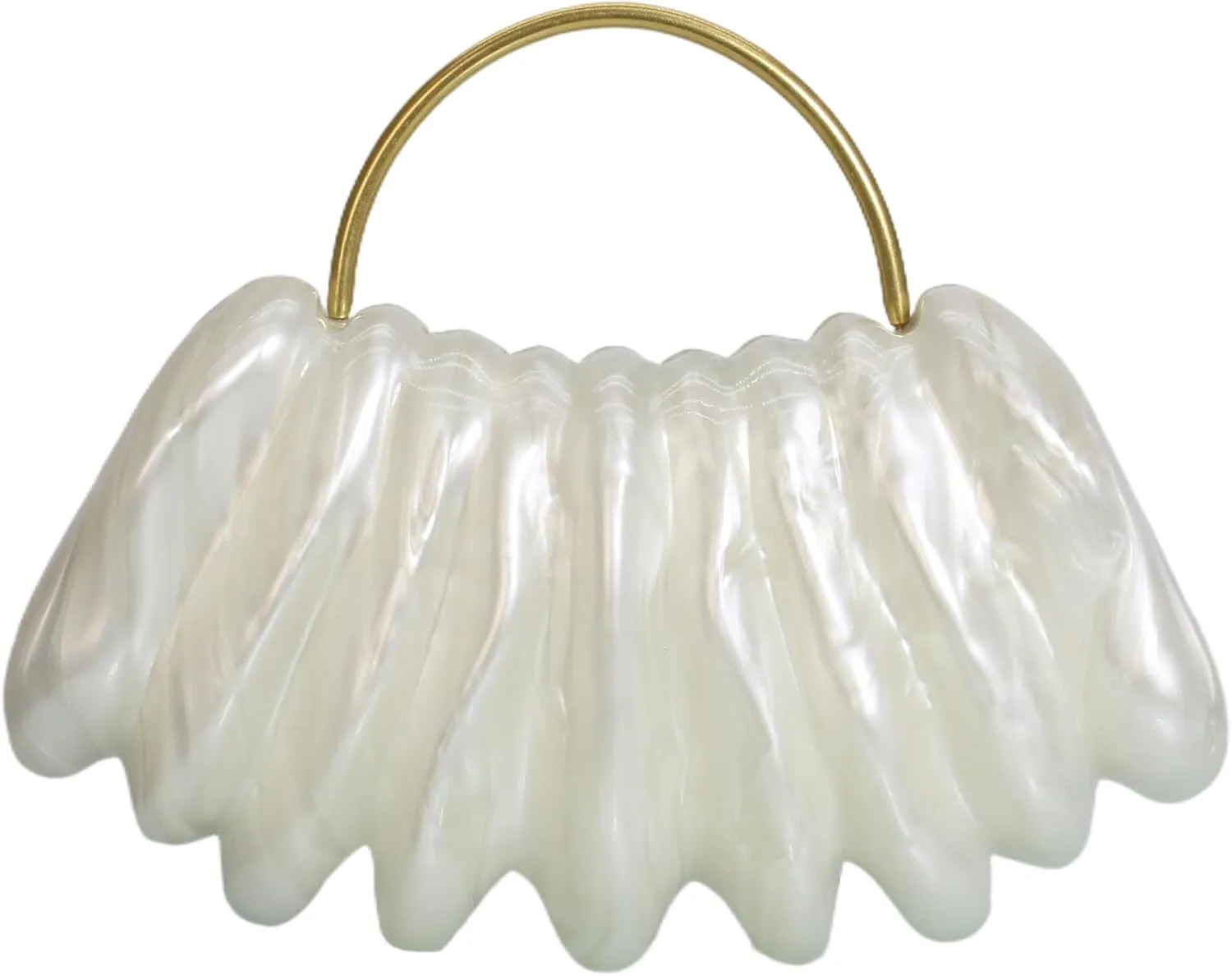 Women Acrylic Shell Shaped Clutch Luxury Marble Acrylic Evening Handbag Unique Chain Shoulder Bag Wedding Party Purses