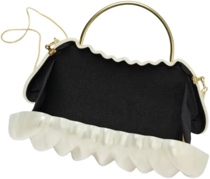 Women Acrylic Shell Shaped Clutch Luxury Marble Acrylic Evening Handbag Unique Chain Shoulder Bag Wedding Party Purses