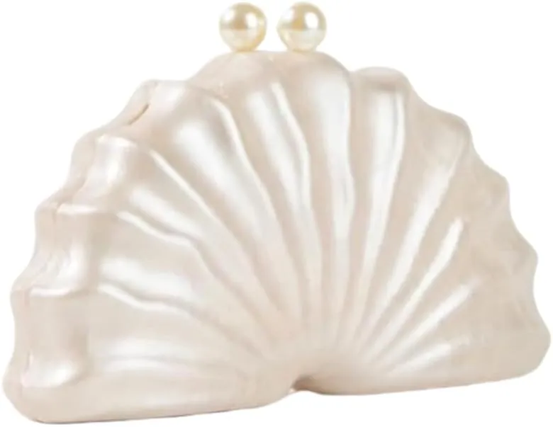 Women Acrylic Shell Shaped Clutch Luxury Marble Acrylic Evening Handbag Unique Chain Shoulder Bag Wedding Party Purses