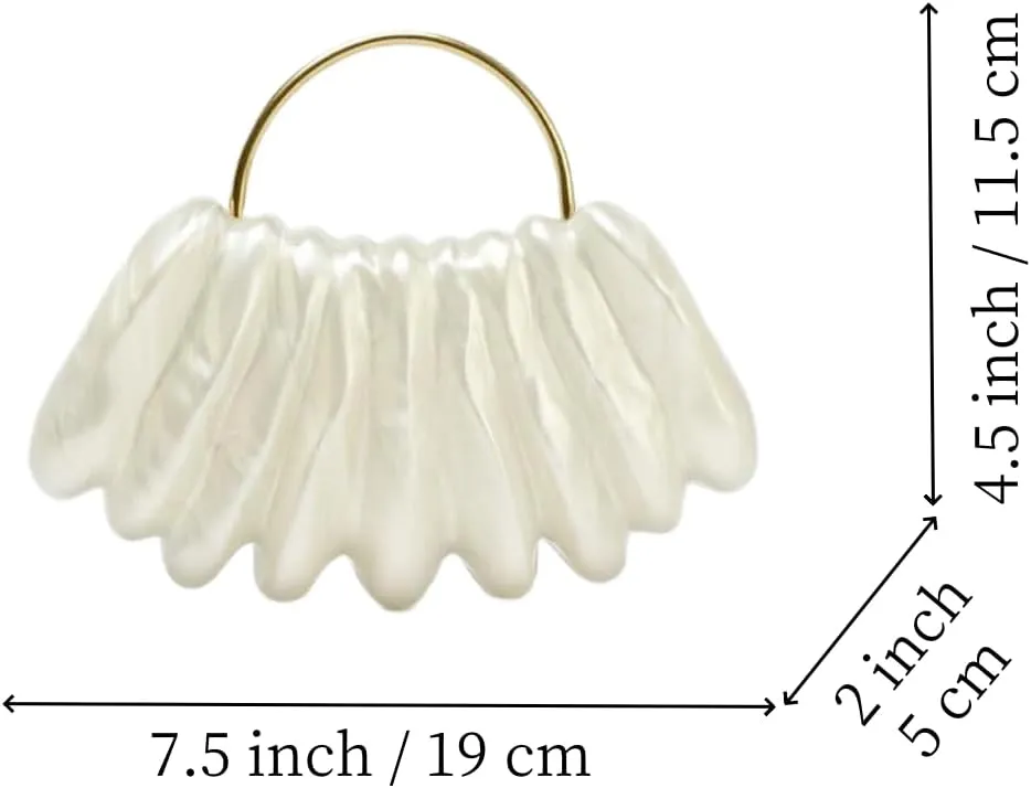 Women Acrylic Shell Shaped Clutch Luxury Marble Acrylic Evening Handbag Unique Chain Shoulder Bag Wedding Party Purses
