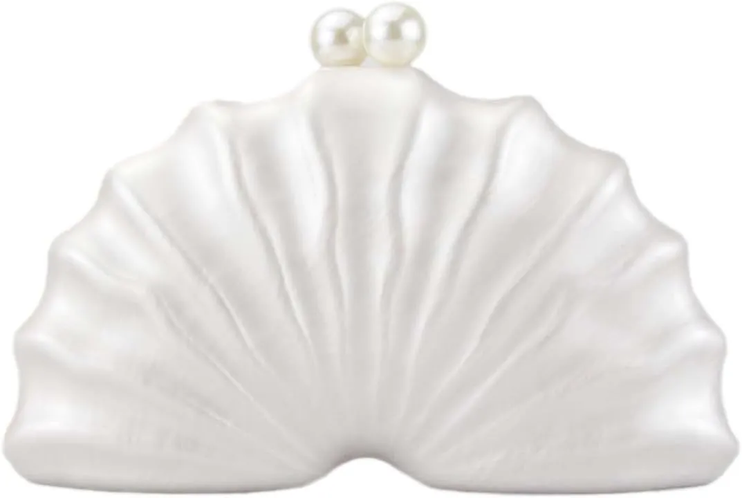 Women Acrylic Shell Shaped Clutch Luxury Marble Acrylic Evening Handbag Unique Chain Shoulder Bag Wedding Party Purses