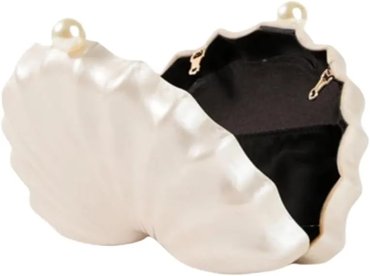 Women Acrylic Shell Shaped Clutch Luxury Marble Acrylic Evening Handbag Unique Chain Shoulder Bag Wedding Party Purses