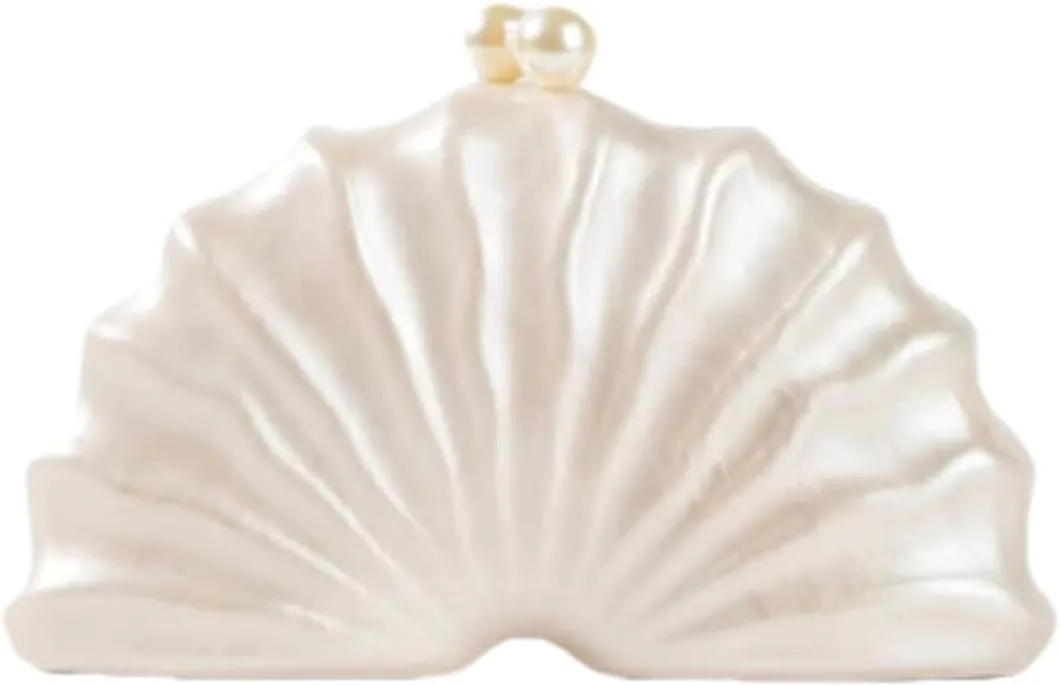 Women Acrylic Shell Shaped Clutch Luxury Marble Acrylic Evening Handbag Unique Chain Shoulder Bag Wedding Party Purses