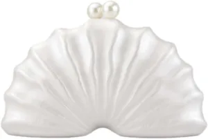 Women Acrylic Shell Shaped Clutch Luxury Marble Acrylic Evening Handbag Unique Chain Shoulder Bag Wedding Party Purses