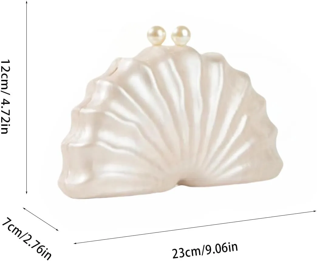 Women Acrylic Shell Shaped Clutch Luxury Marble Acrylic Evening Handbag Unique Chain Shoulder Bag Wedding Party Purses