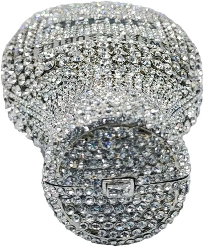 Women Champagne Bottle Rhinestone Clutch Unique Evening Bag Crystal Dinner Handbag Bride Purse for Party Cocktail
