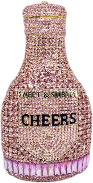 Women Champagne Bottle Rhinestone Clutch Unique Evening Bag Crystal Dinner Handbag Bride Purse for Party Cocktail
