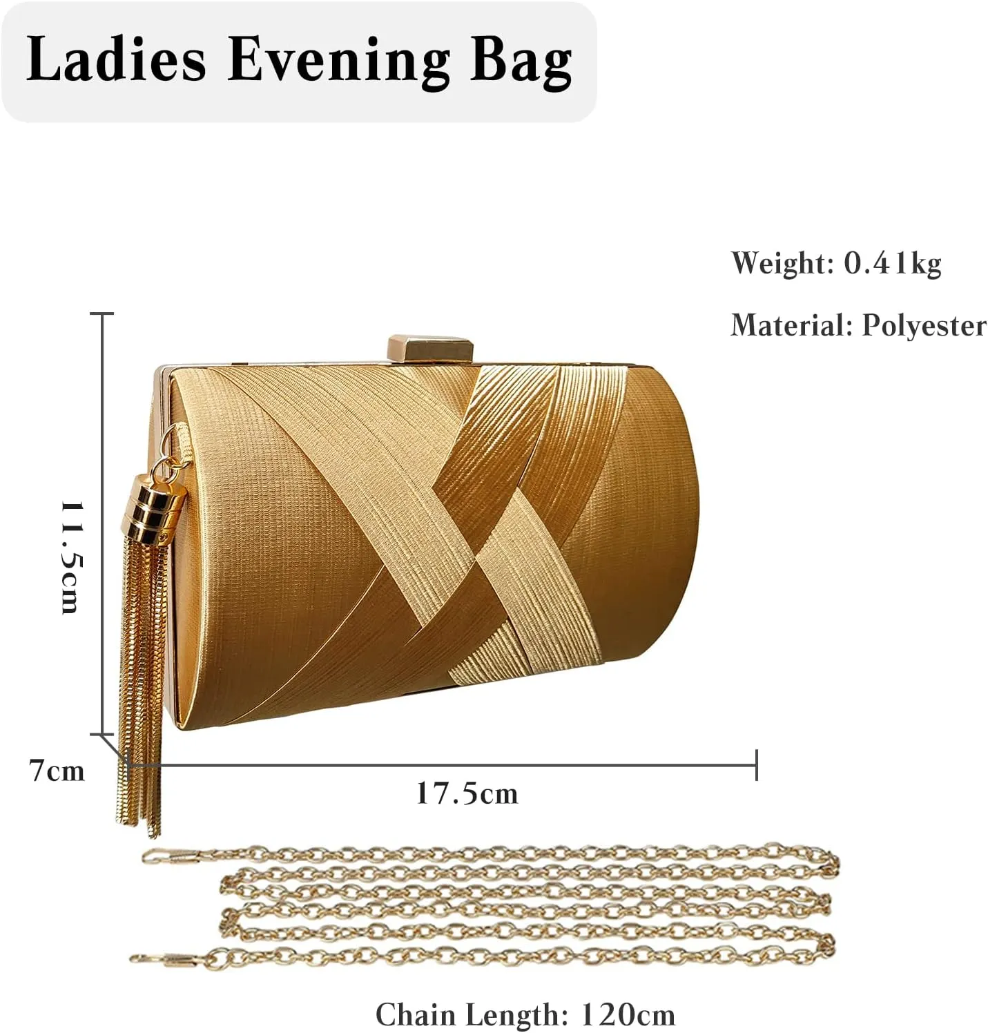 Women Clutch Bag Evening Bag with Tassel Pendant Bridal Wedding Purse Ladies Shoulder Bag With Detachable Chain