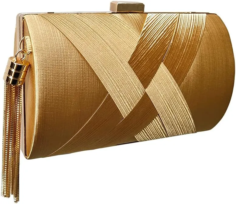 Women Clutch Bag Evening Bag with Tassel Pendant Bridal Wedding Purse Ladies Shoulder Bag With Detachable Chain
