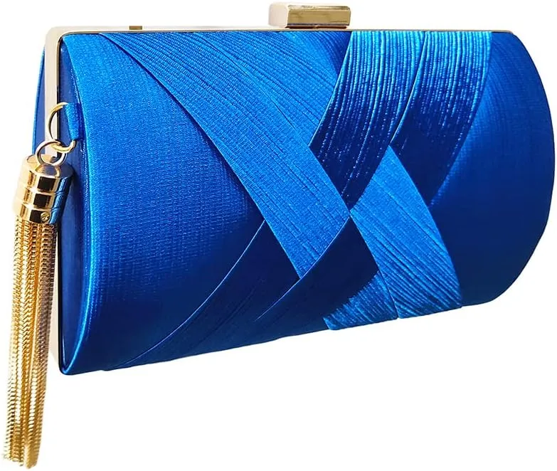 Women Clutch Bag Evening Bag with Tassel Pendant Bridal Wedding Purse Ladies Shoulder Bag With Detachable Chain