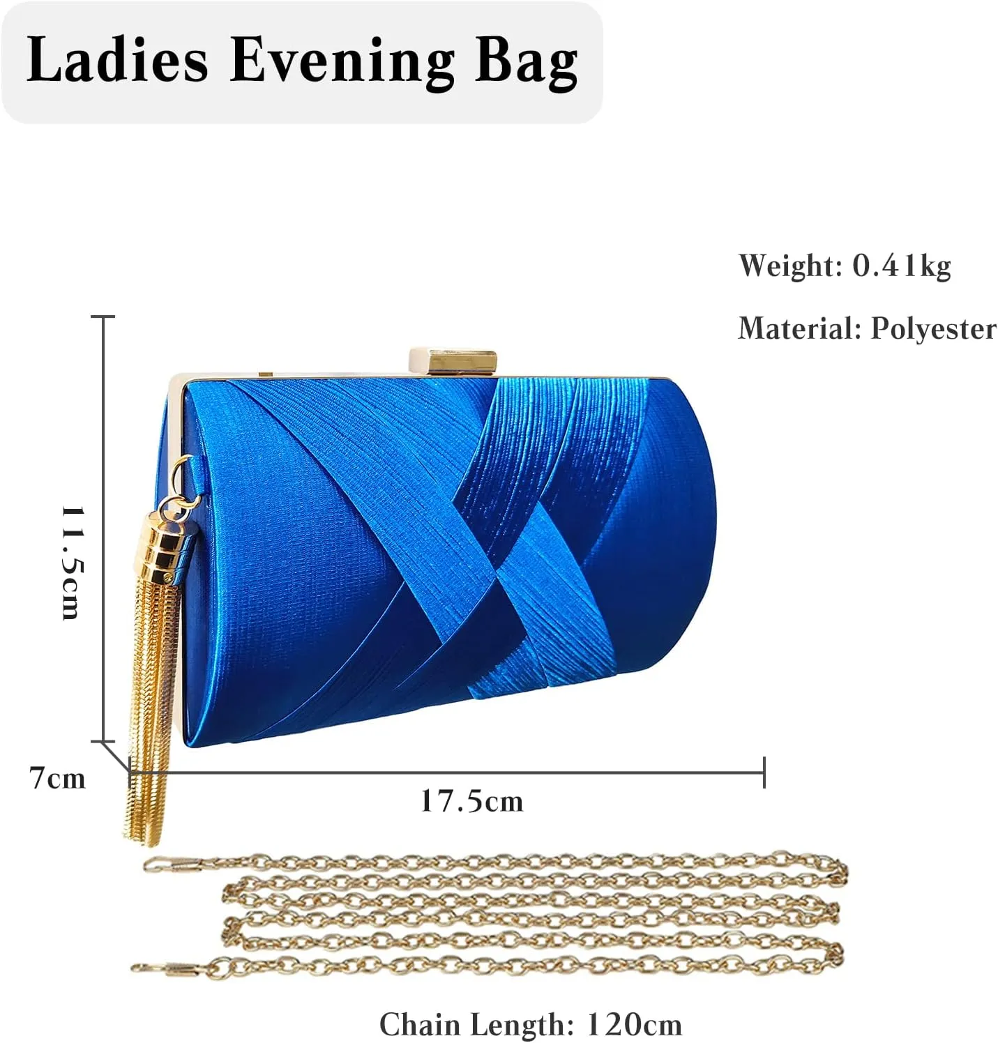 Women Clutch Bag Evening Bag with Tassel Pendant Bridal Wedding Purse Ladies Shoulder Bag With Detachable Chain