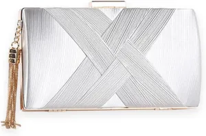 Women Clutch Bag Evening Bag with Tassel Pendant Ladies Shoulder Bag Bridal Wedding Purse Elegant Fringed Handbag