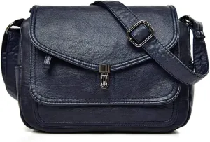 Women Crossbody Bag Purse Muti Zip Pocket Leather Fashion Shoulder Bags
