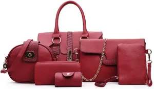 Women Designer Purses And Handbags Set Satchel Shoulder Bags Totes 6pcs Clutch Wallet