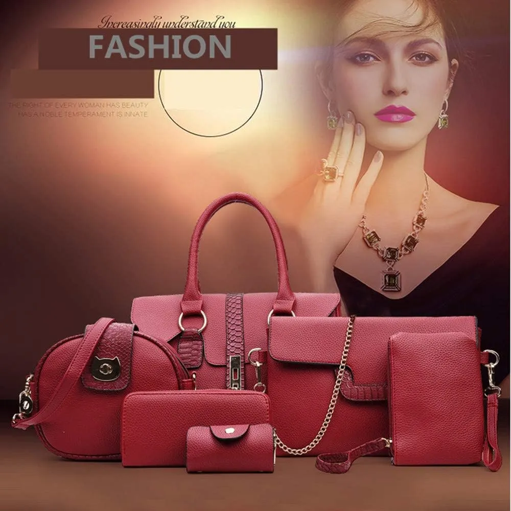 Women Designer Purses And Handbags Set Satchel Shoulder Bags Totes 6pcs Clutch Wallet