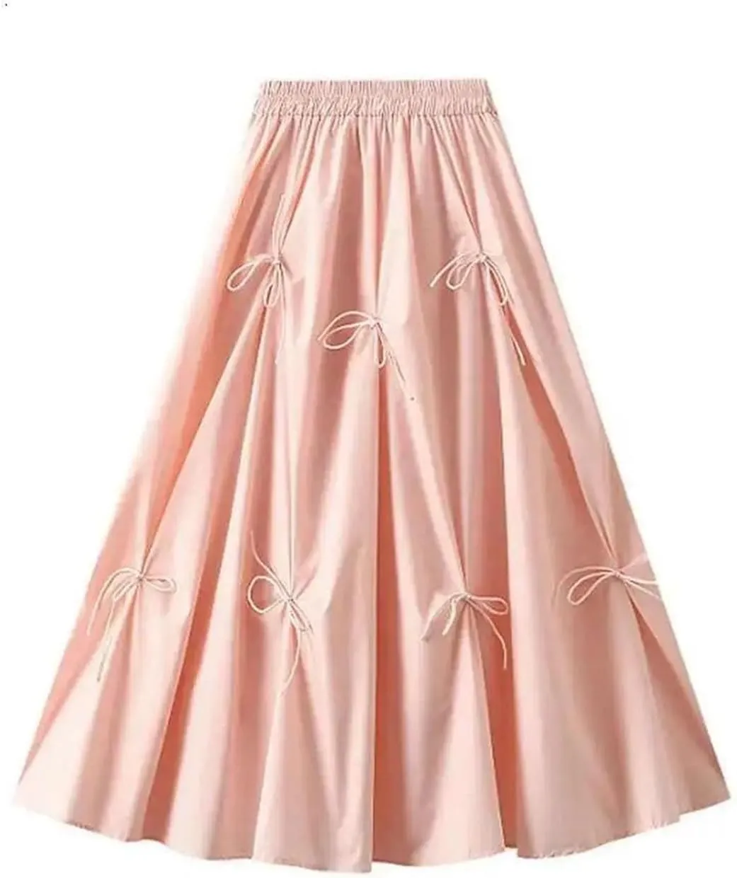 Women Elegant Fairy Style Match Patchwork Bow High Waist Vintage Umbrella Skirt