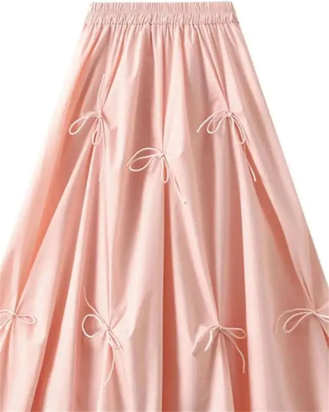 Women Elegant Fairy Style Match Patchwork Bow High Waist Vintage Umbrella Skirt