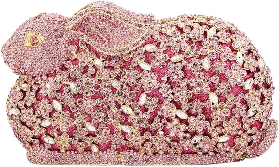 Women Evening-Bag Chain Rhinestone Luxury Ladies Clutch-Purse Wedding-Handbag Rabbit