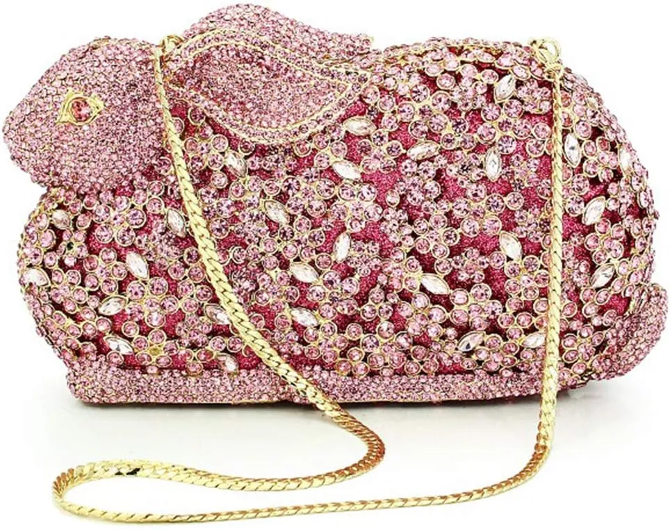 Women Evening-Bag Chain Rhinestone Luxury Ladies Clutch-Purse Wedding-Handbag Rabbit