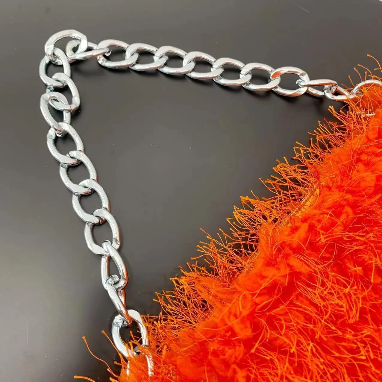 Women Faux Fur Fluffy Shoudler Bag Trendy Soft Plush Hobo Purse Y2K Fuzzy Underarm Tote Small Square Chain Strap Handbag