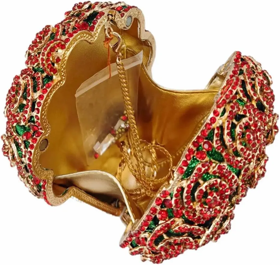 Women Floral Rhinestone Purse Diamond Flower Basket Handbag Unique Crystal Clutch Luxury Wedding Party Evening Bag