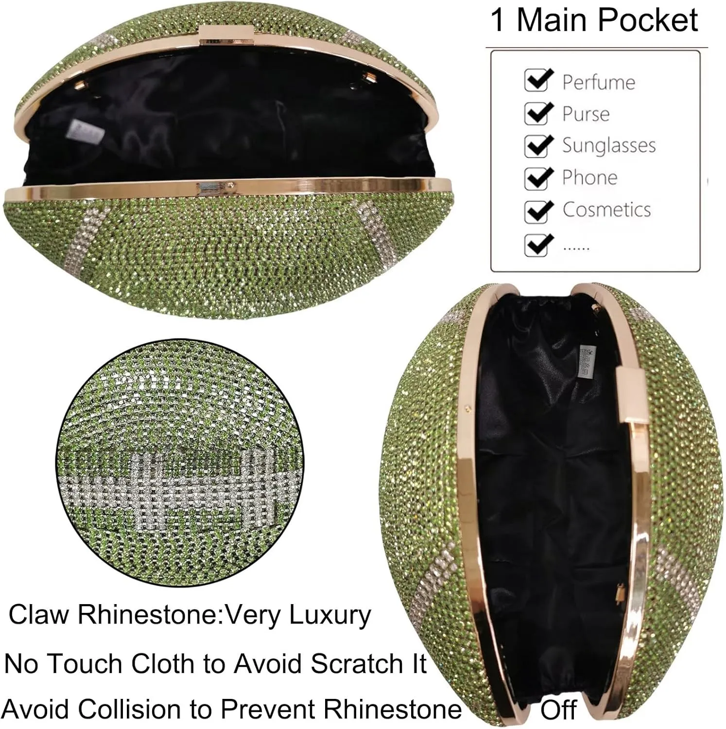 Women Football Shaped Crossbody Shoulder Bag Rugby Clutch Handbag Unique Novelty Football Purse