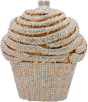 Women Ice Cream Crystal Evening Bag Luxury Rhinestone Clutch Wedding Party Minaudiere Purse and Handbag for Cocktail