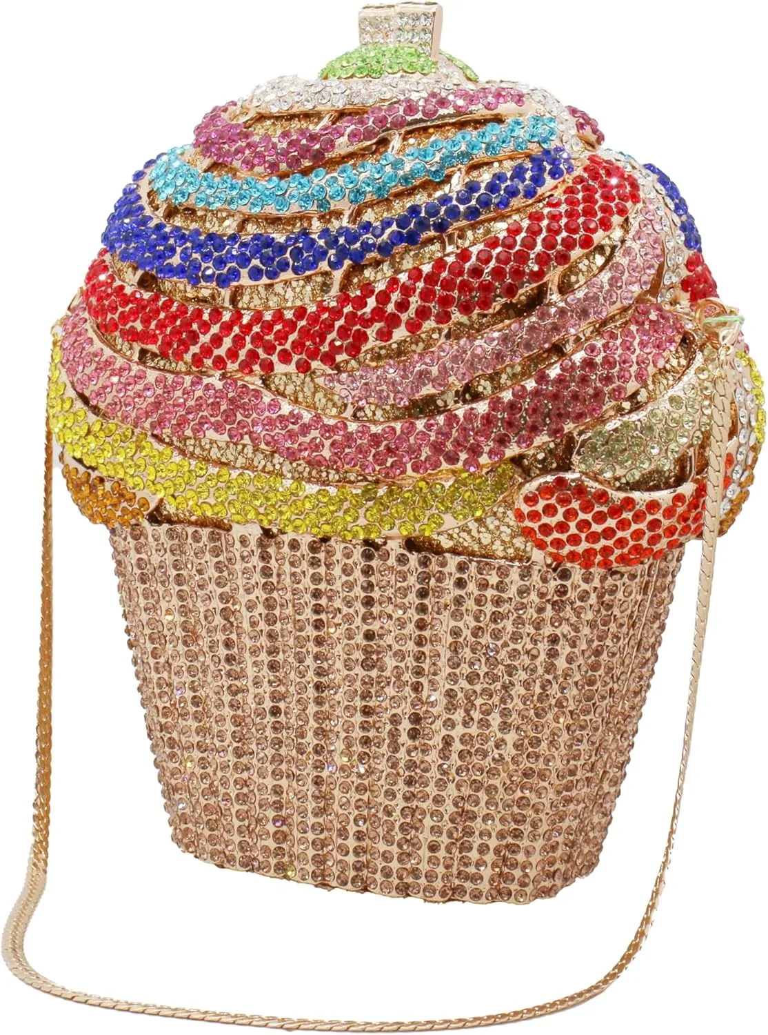 Women Ice Cream Crystal Evening Bag Luxury Rhinestone Clutch Wedding Party Minaudiere Purse and Handbag for Cocktail