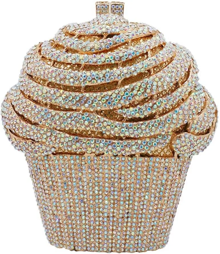 Women Ice Cream Crystal Evening Bag Luxury Rhinestone Clutch Wedding Party Minaudiere Purse and Handbag for Cocktail