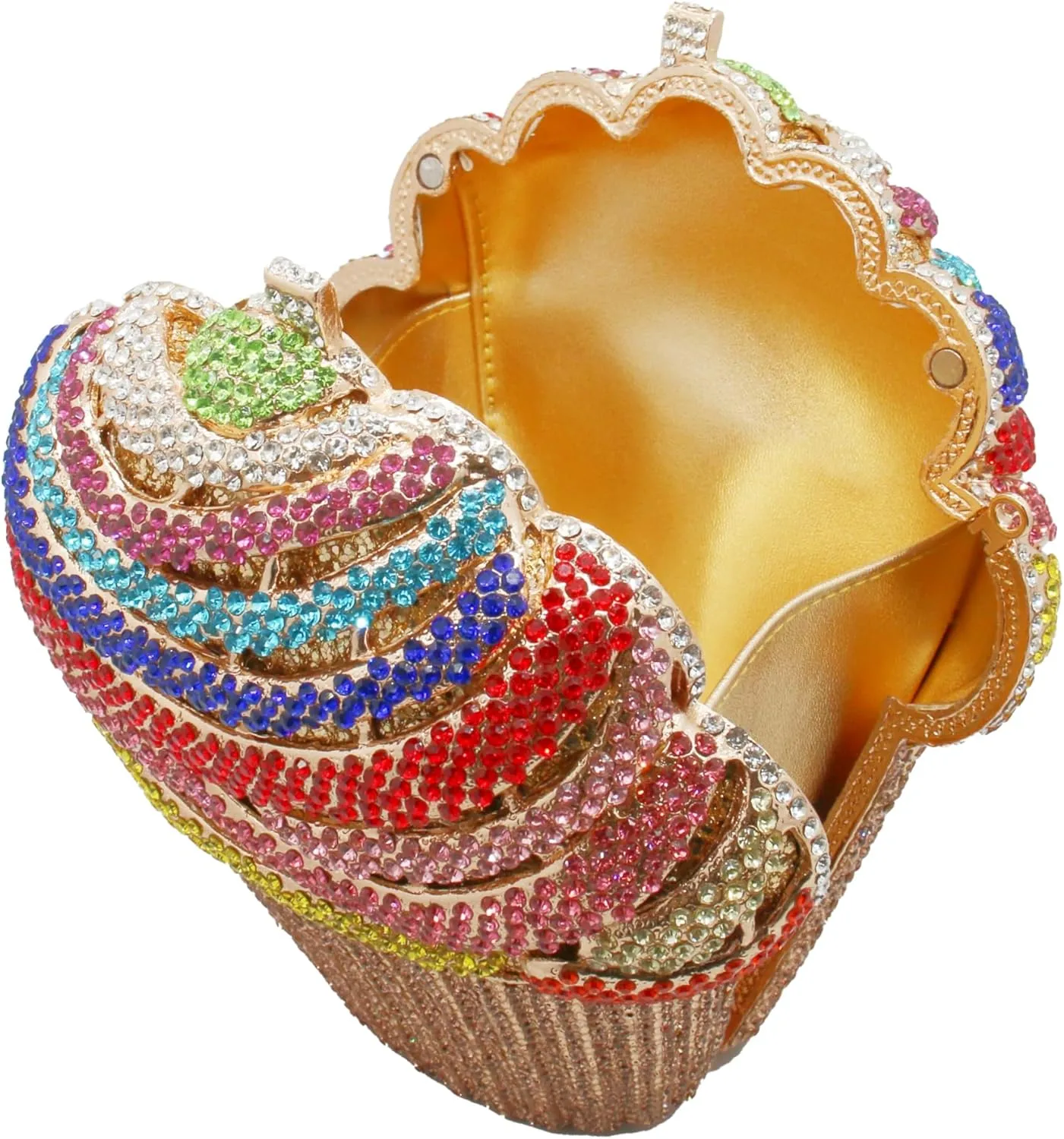 Women Ice Cream Crystal Evening Bag Luxury Rhinestone Clutch Wedding Party Minaudiere Purse and Handbag for Cocktail